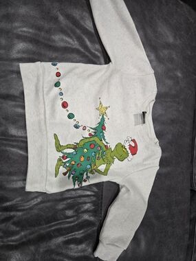 Kids Holiday Grinch Sweatshirt - Green Christmas Tree Design
